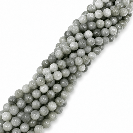 Auktion AF....Burmese Jade Perler – Grå/Grøn, Rund (8mm) - Uniq Perler - 1108464608