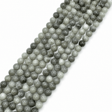 Auktion AF....Burmese Jade Perler – Grå/Grøn, Rund (8mm) - Uniq Perler - 1108464608
