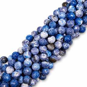 Auktion A......Krakeleret Fire Agat – Facetteret (12mm) - Uniq Perler - 112886