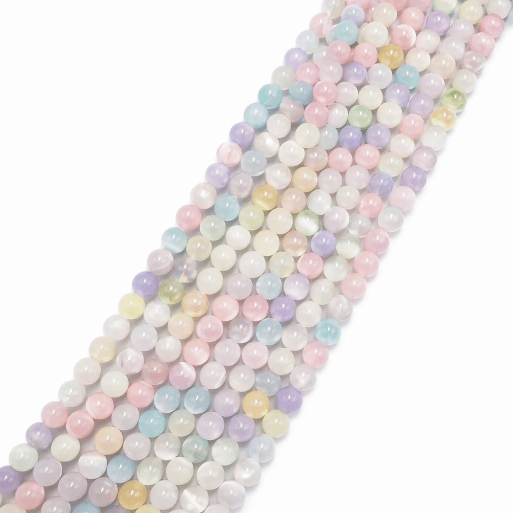 Auktion A....Selenit – Farve Mix, Rund (6mm) - Uniq Perler - 28584