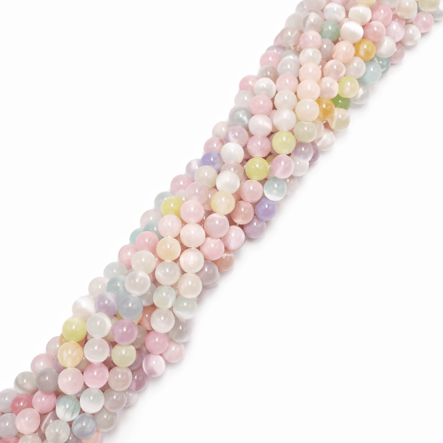 Auktion A....Selenit – Farve Mix, Rund (6mm) - Uniq Perler - 28584