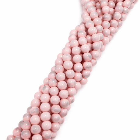 Auktion B.....Mashan Jade Rund – Rosa (8mm) - Uniq Perler - 117616
