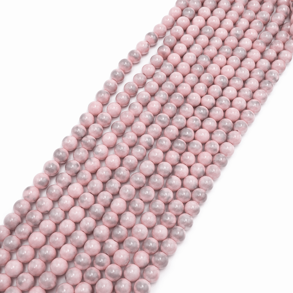 Auktion B.....Mashan Jade Rund – Rosa (8mm) - Uniq Perler - 117616
