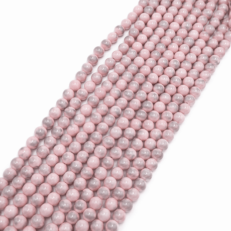 Auktion B.....Mashan Jade Rund – Rosa (8mm) - Uniq Perler - 117616