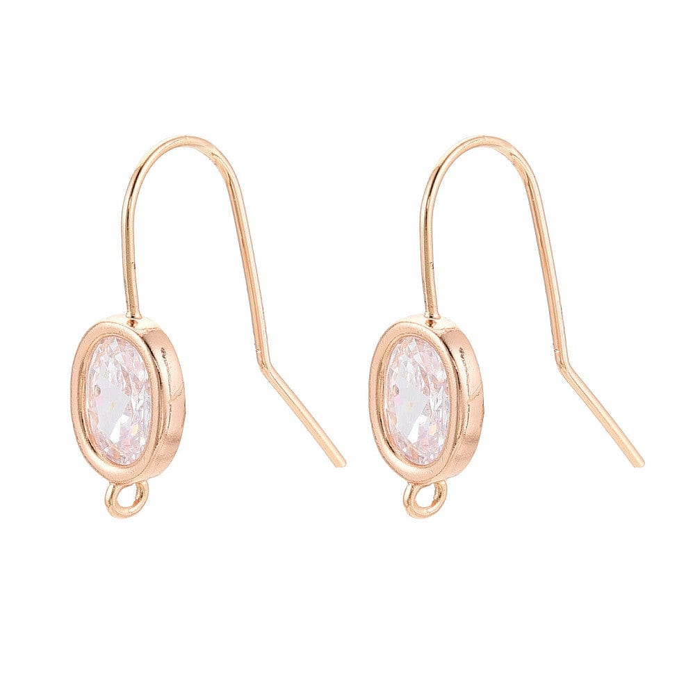 Auktion B......Ørekroge Med Klar Zirkonia Sten - 18K Forgyldt (21x8mm) - Uniq Perler - 115936