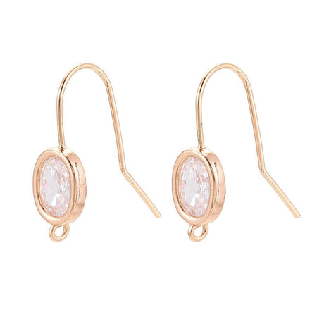 Auktion B......Ørekroge Med Klar Zirkonia Sten - 18K Forgyldt (21x8mm) - Uniq Perler - 115936