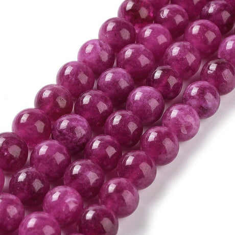 Auktion C......Malaysia Jade Perler - Pink/Lilla, Rund (10mm) - Uniq Perler - 115916