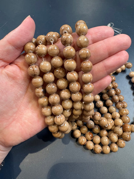 Auktion D.....Runde Jade Perler – Coffee Brun (10mm) - Uniq Perler - 116120