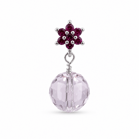 Auktion E.....Blomster Ørestikkere – Cerise Zirkonia, Platinium (9.5mm) - Uniq Perler - 117850