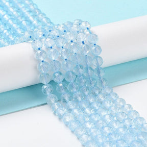 Auktion F......Blå Topas Pärlor – Fasetterade, Runda (6mm) - Uniq Perler - 115893