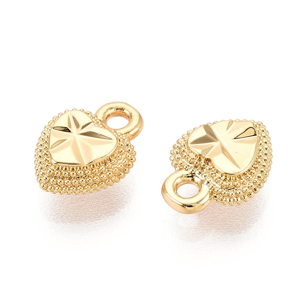 Auktion G.....Hjerte Vedhæng – 18K Langtidsholdbar Forgyldt (9,5x7,5x3,5mm) 2 stk. - Uniq Perler - 115703