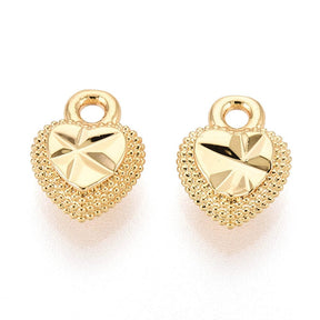 Auction G.....Heart Pendant – 18K Long-Lasting Gold Plated (9.5x7.5x3.5mm) 2 pcs. - Uniq Perler - 115703