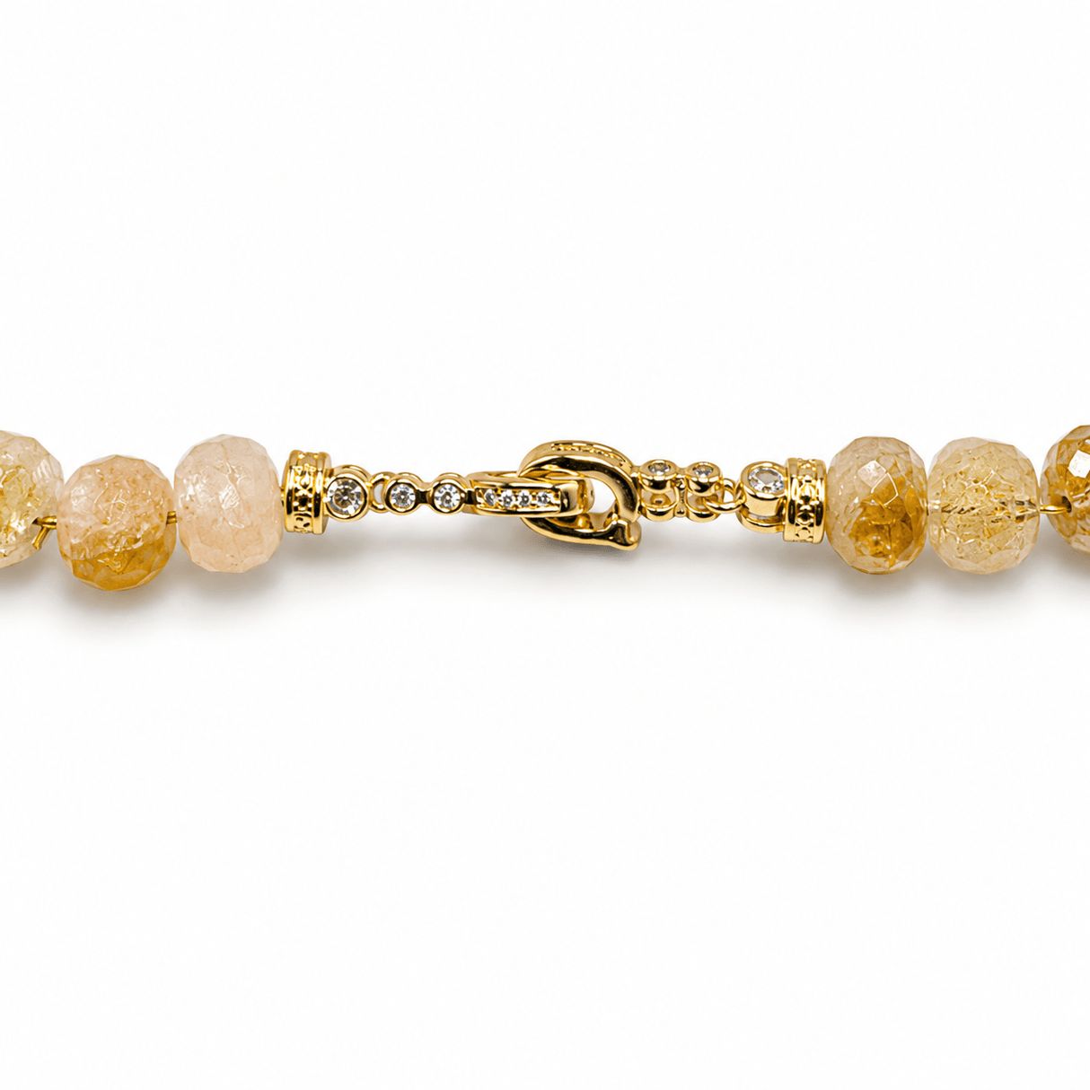 Auktion H.....Foldelås Med Zirkonia – 18K Forgyldt Messing, Rund (32mm) - Uniq Perler - 122516