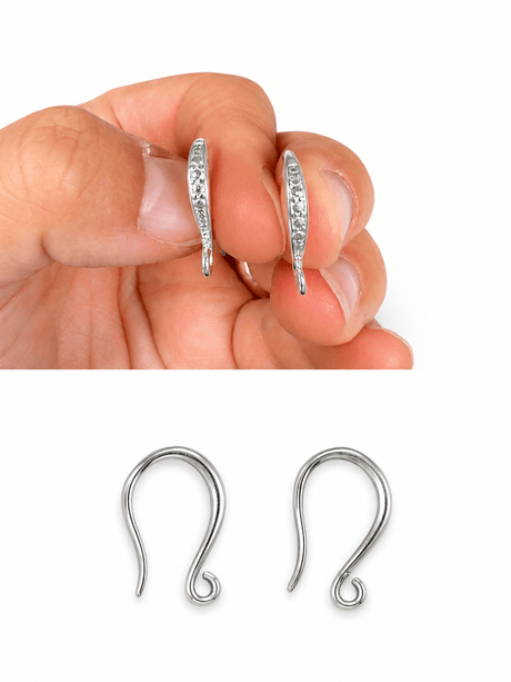 Auktion H....Ørekroge Med Mønster Belagt Med 925 Sterling Sølv (19x2,5mm) - Uniq Perler - 1111490193