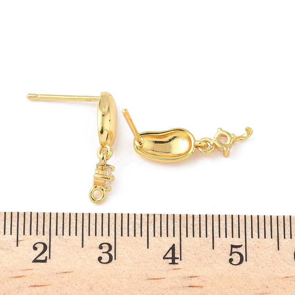 Auktion J......Bønneformet Ørestikkere Med Langtidsholdbar Forgyldt Messing (19mm) - Uniq Perler - 115961