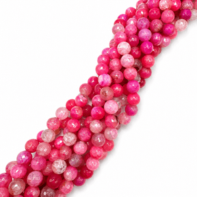 Auktion K.....Agat Perler – Pink, Facetterede Runde (10mm) - Uniq Perler - 116807