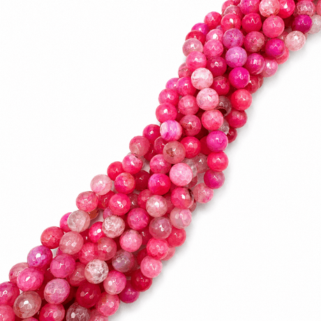 Auktion K.....Agat Perler – Pink, Facetterede Runde (10mm) - Uniq Perler - 116807