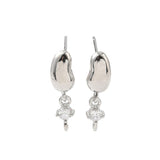 Auktion K.......Bønneformet Ørestikkere Med Langtidsholdbar Platinbelagt Messing (19mm) - Uniq Perler - 115962