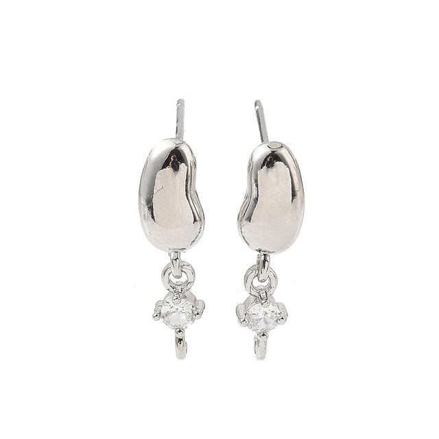 Auktion K.......Bønneformet Ørestikkere Med Langtidsholdbar Platinbelagt Messing (19mm) - Uniq Perler - 115962