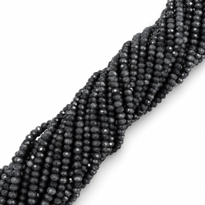 Auktion L......Malaysia Jade Perler - Grå/Sort, Facetteret, Rondel (4x2-3mm) - Uniq Perler - 0001489583