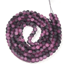 Auktion N......Glasperlen – Bordeaux/Pink/Schwarz, craqueliert, mattiert (6mm) - Uniq Perler - 116108