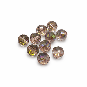 Auktion Ø.....Glasperler – Gylden, Facetteret Rund (10x9mm, 10 Stk) - Uniq Perler - 112394