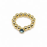 Auktion P..........Preciosa Crystal Chaton Med Fatning – Aquamarine, Forgyldt Messing (4,4~4,6mm) 6 stk. - Uniq Perler - 122966