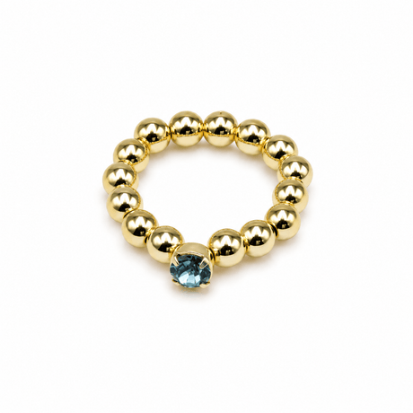 Auktion P..........Preciosa Crystal Chaton Med Fatning – Aquamarine, Forgyldt Messing (4,4~4,6mm) 6 stk. - Uniq Perler - 122966