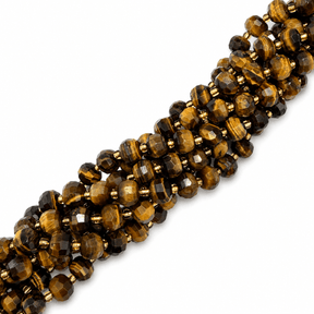 Auktion P......Tigerøje Sten – Mange Facetteret, Rondel Form (8x5-6mm) - Uniq Perler - 111697