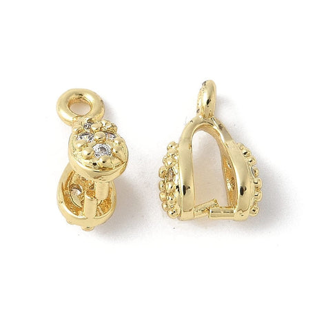 Auktion Q......Pinch Bail med Zirkonia - 18K Langtidsholdbar Forgyldt (10x6mm) 2 stk - Uniq Perler - 114730