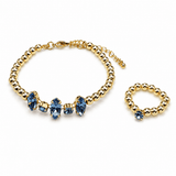 Auktion Q.....Preciosa MAXIMA – Navette, Light Sapphire, 18K Forgyldt Messing (10x5mm) - Uniq Perler - 122999