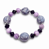 Auktion S......Stribet Jade Perler – Lilla, Runde (8~8,5mm) - Uniq Perler - 123193