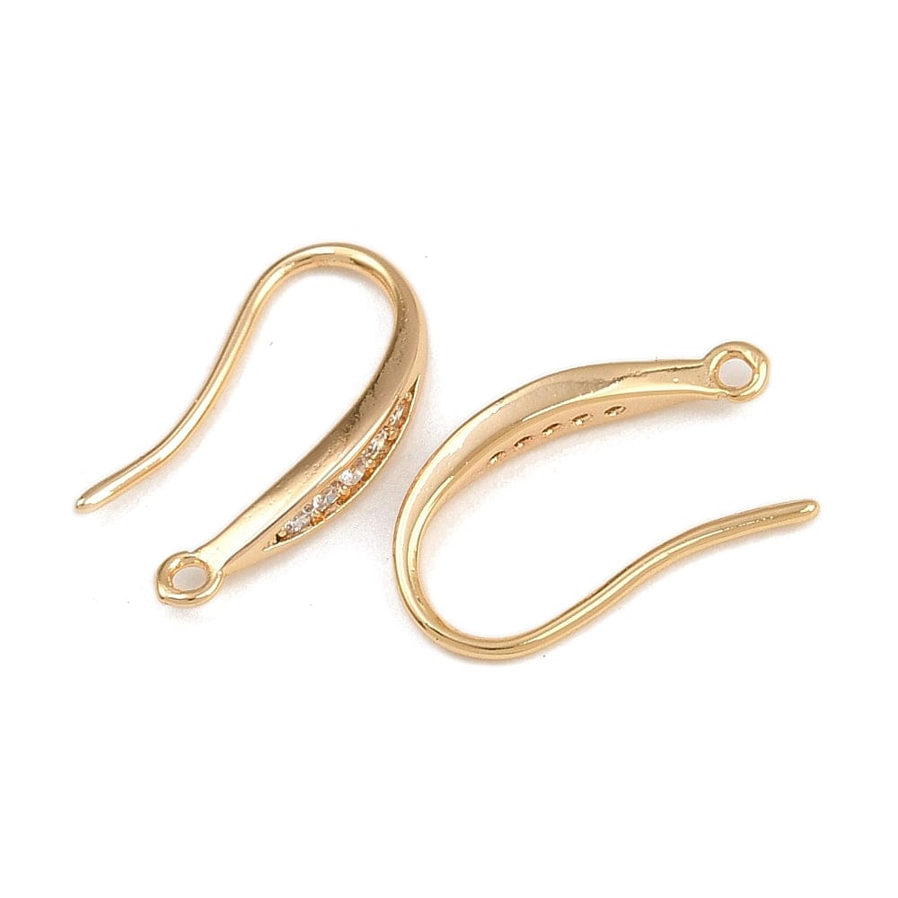 Auktion T......Ørekroge Med Zirkonia – 18K Forgyldt Messing (15mm) - Uniq Perler - 115957