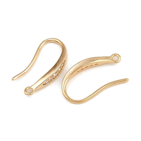 Auktion T......Ørekroge Med Zirkonia – 18K Forgyldt Messing (15mm) - Uniq Perler - 115957