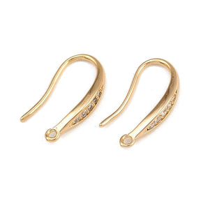 Auktion T......Ohrhaken Mit Zirkonia – 18K Vergoldet Messing (15mm) - Uniq Perler - 115957