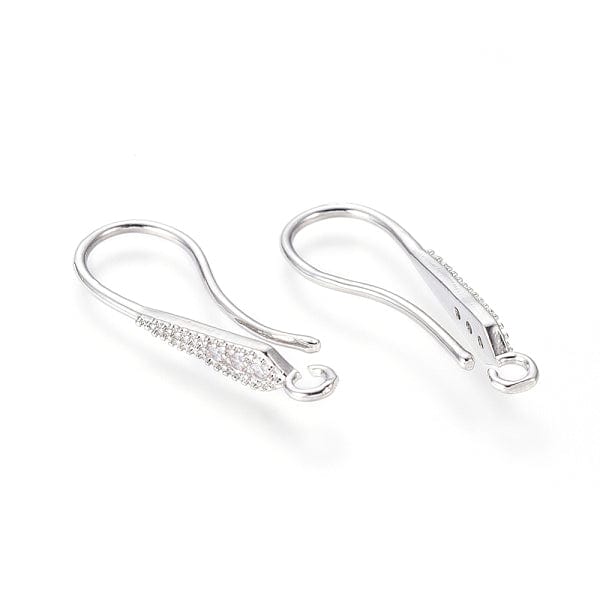 Auktion T......Ørekroge Med Zirkonia Sten, Forsølvet, (24x4mm) - Uniq Perler - 111665