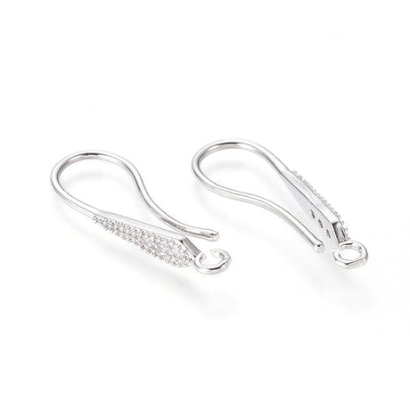 Auktion T......Ørekroge Med Zirkonia Sten, Forsølvet, (24x4mm) - Uniq Perler - 111665