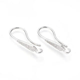 Auktion T......Ørekroge Med Zirkonia Sten, Forsølvet, (24x4mm) - Uniq Perler - 111665