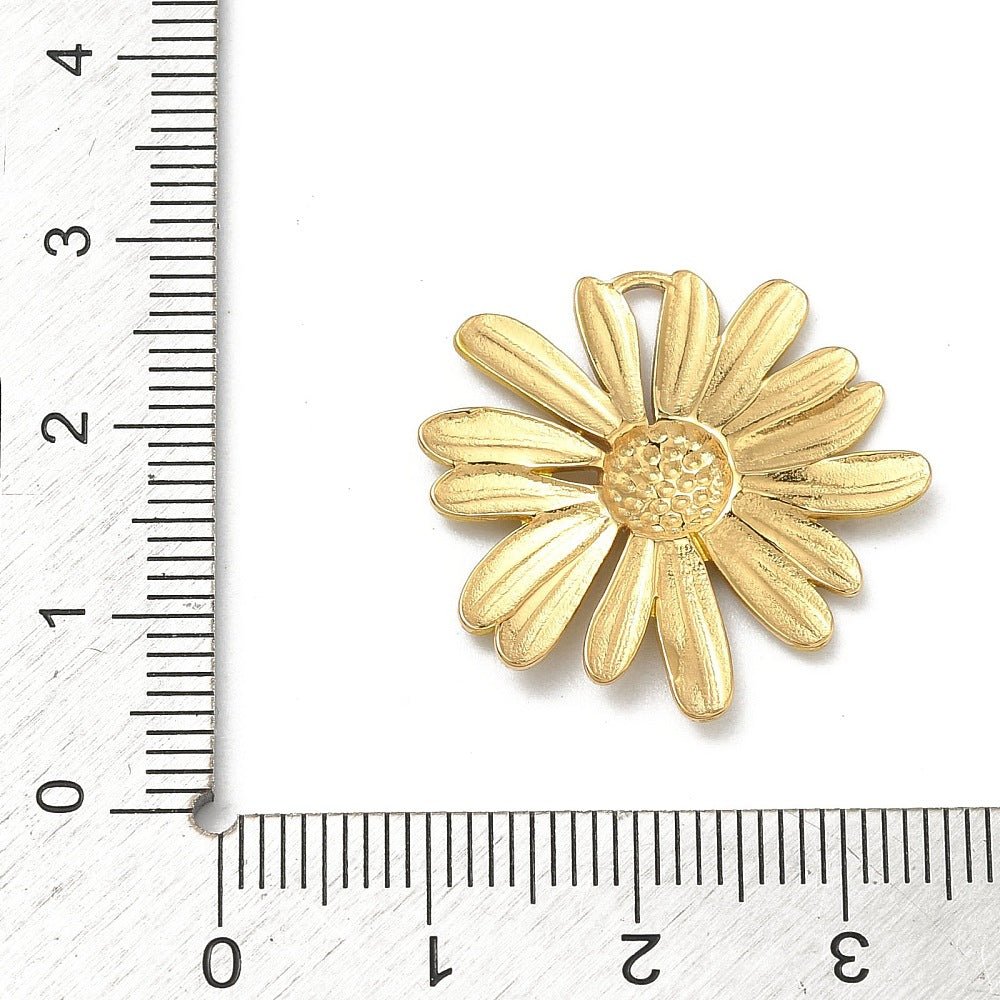 Auktion T.....Vandfast Marguerit Vedhæng – Gul, 18K Forgyldt Stål (24x25x2mm) - Uniq Perler - 121949