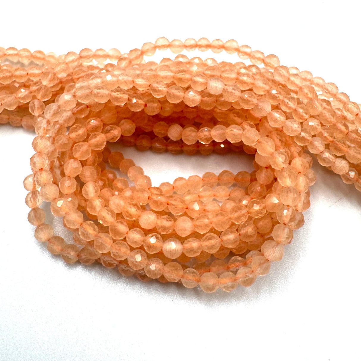 Auktion V......Cat Eye – Peach, Facetteret (3mm) - Uniq Perler - 467888