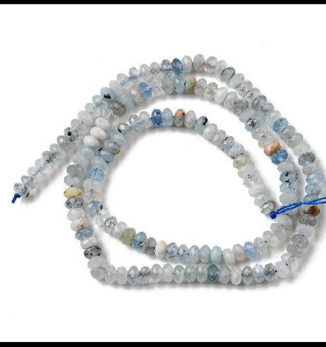 Auktion W.....Akvamarin Perler, Blå, Facetteret Rondel - 4,4x2,5mm - Uniq Perler - 2748393