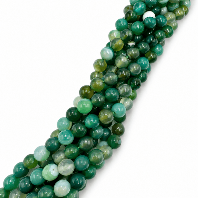 Auktion W......Stribe Agat – Grøn, Facetteret (8mm) - Uniq Perler - 112639