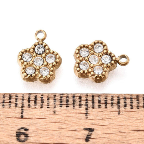 Auktion W.....Vandfast Blomster Vedhæng med Zirkonia – Rustfrit Stål (9mm) - Uniq Perler - 122166