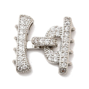 Auction X........Fold Over Clasp With Eyes - Platinum Colored (18.5x19x5mm) - Uniq Perler - 115929