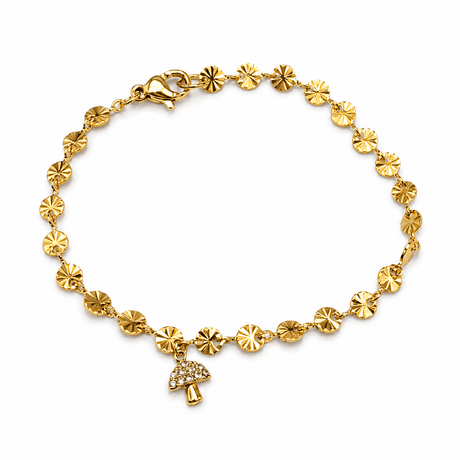 Auktion Y.....Vandfast Svamp Vedhæng Med Zirkonia – 14K Forgyldt Stål (7x7mm) - Uniq Perler - 118912