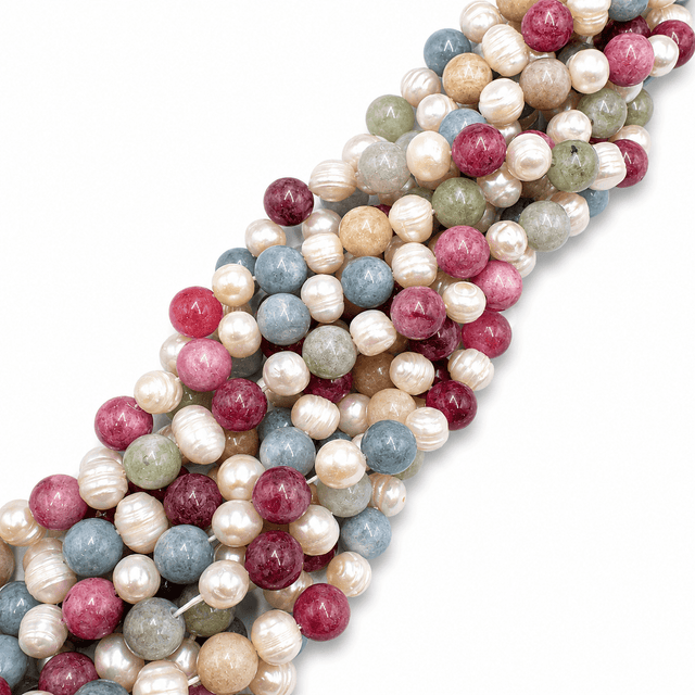 Auktion Y.....White Jade & Potato Ferskvandsperler – Runde (8~9mm) - Uniq Perler - 116283