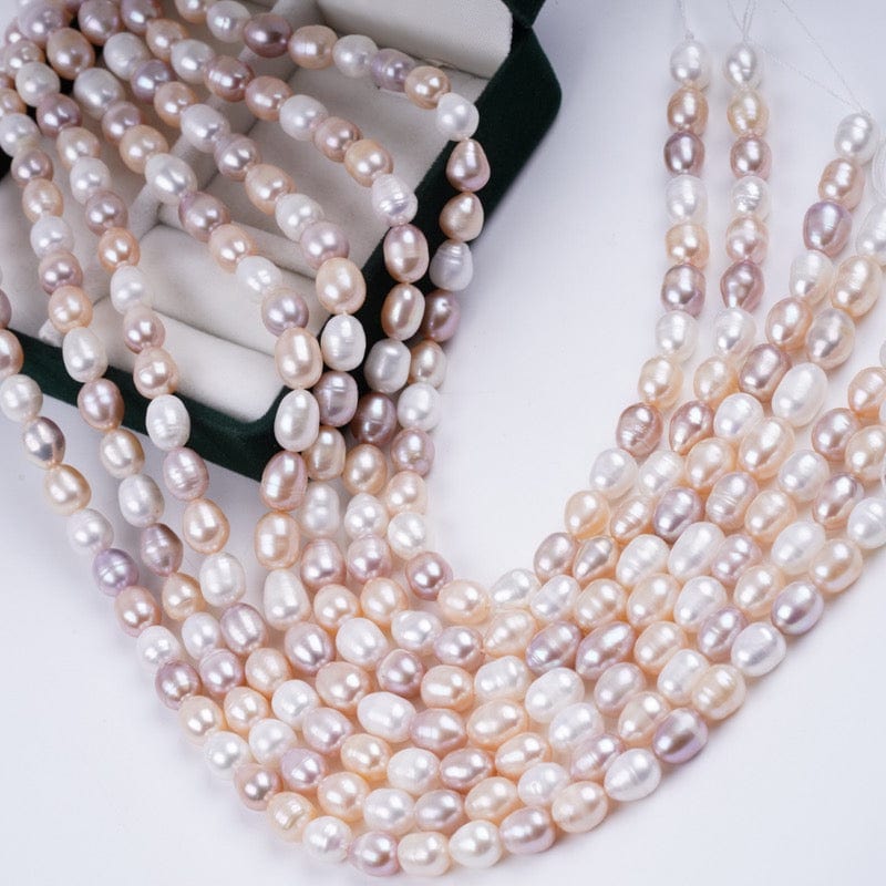 Auktion Z......Ferskvandsperler – Rice A, Multi Farvet (8 - 9mm) - Uniq Perler - 653467