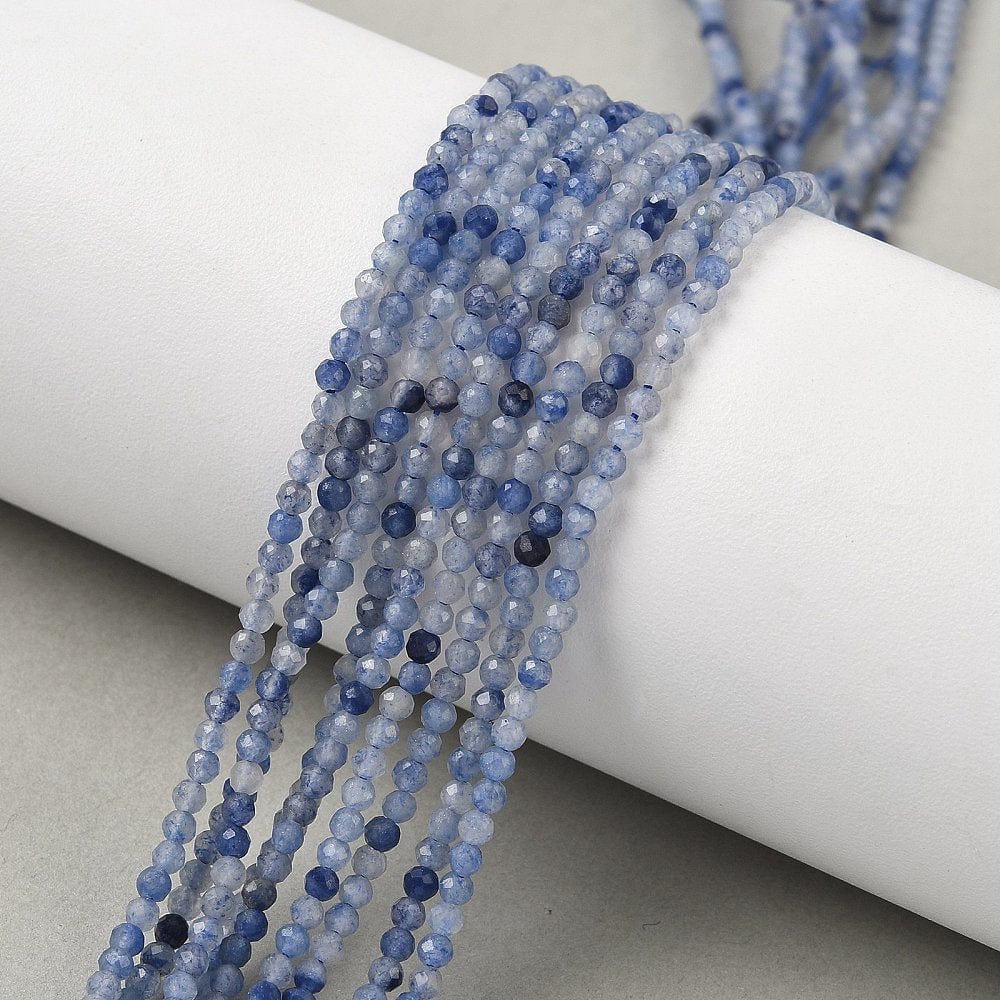 Aventurin – Blå, Rund Facetteret (2,5mm) - Uniq Perler - 114926