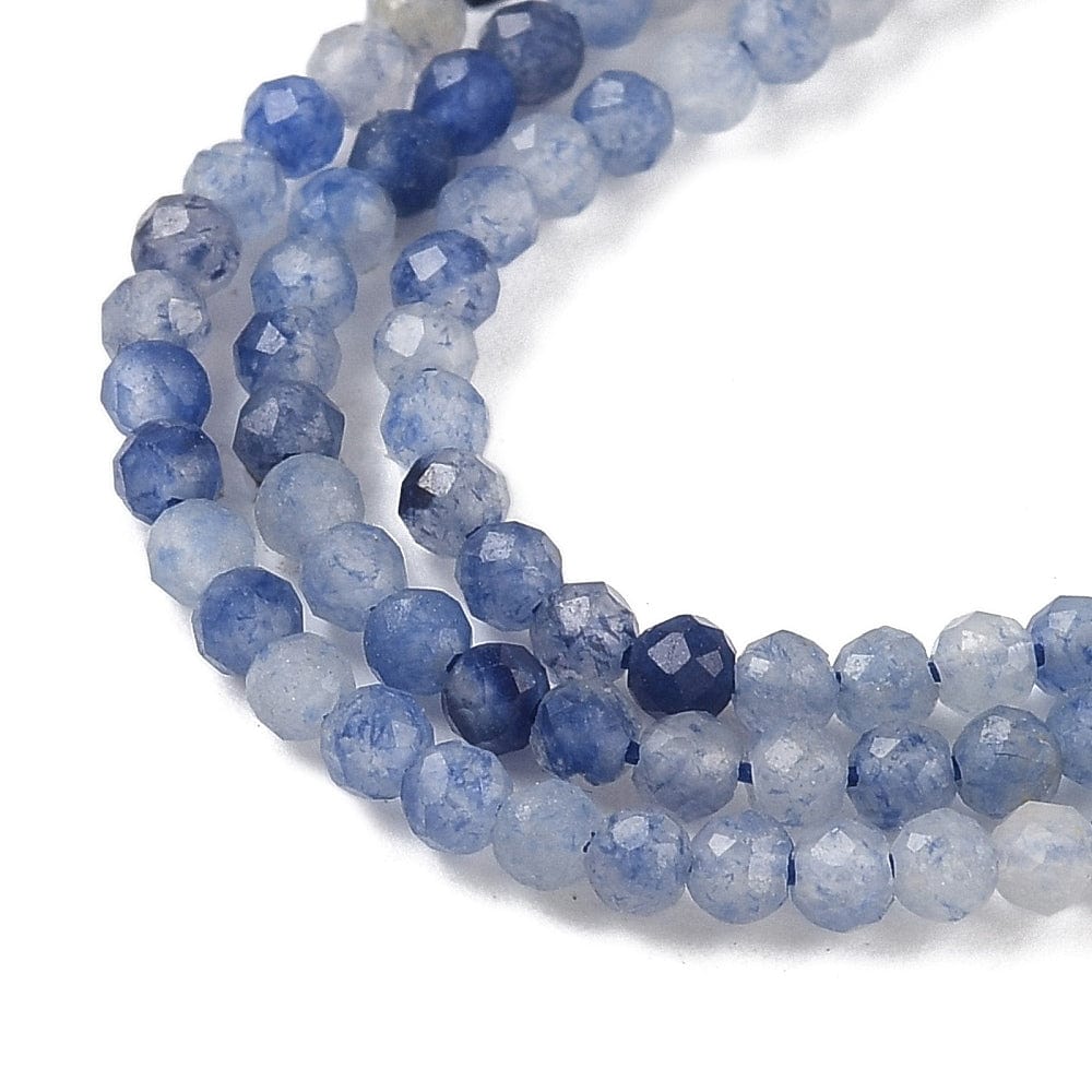 Aventurin – Blå, Rund Facetteret (2,5mm) - Uniq Perler - 114926