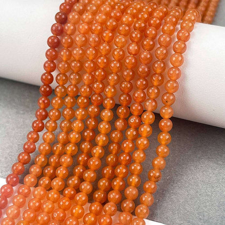Aventurin Perler – Rød, Runde (3mm) Grade A - Uniq Perler - 123810
